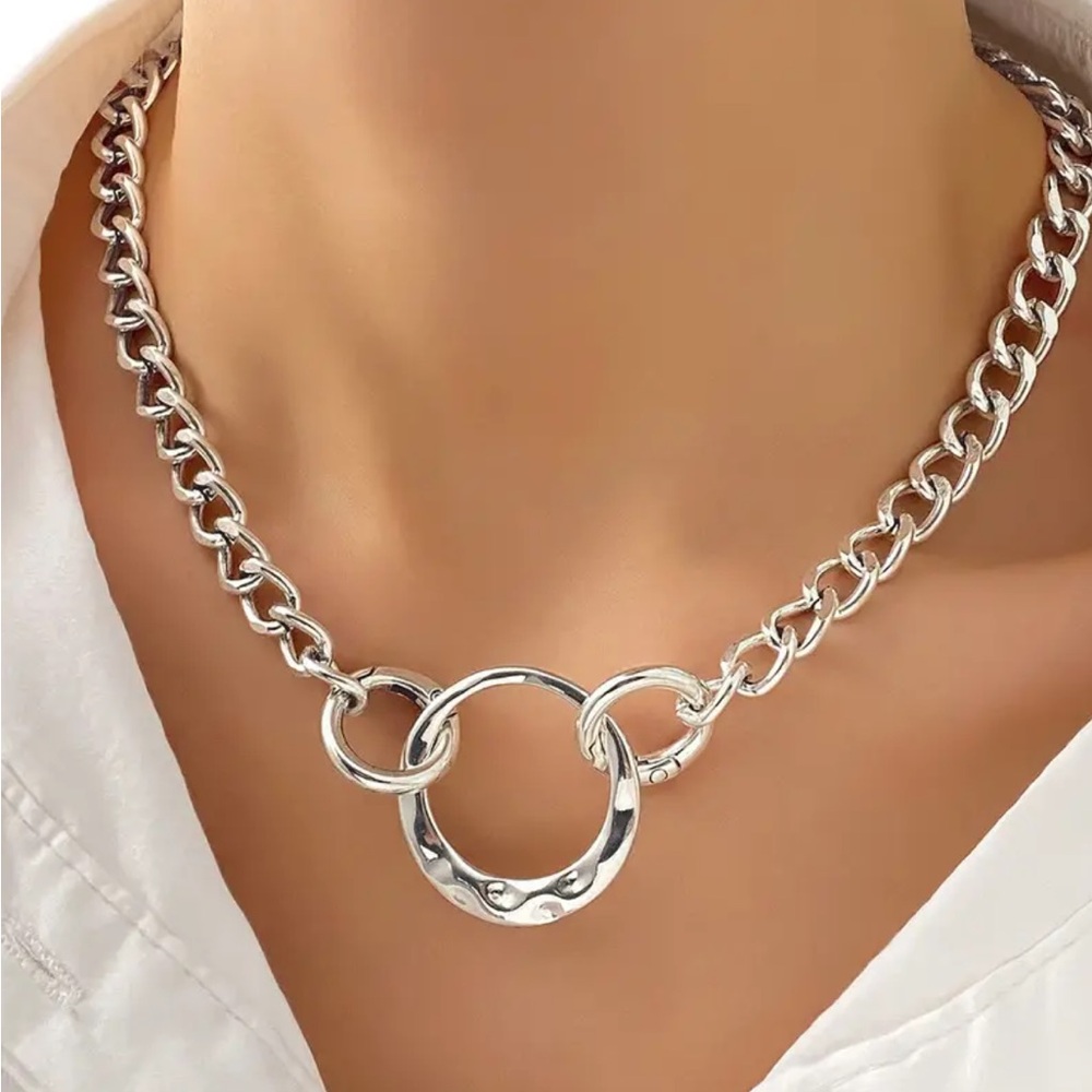 Interlocking Circle Stainless Steel Necklace